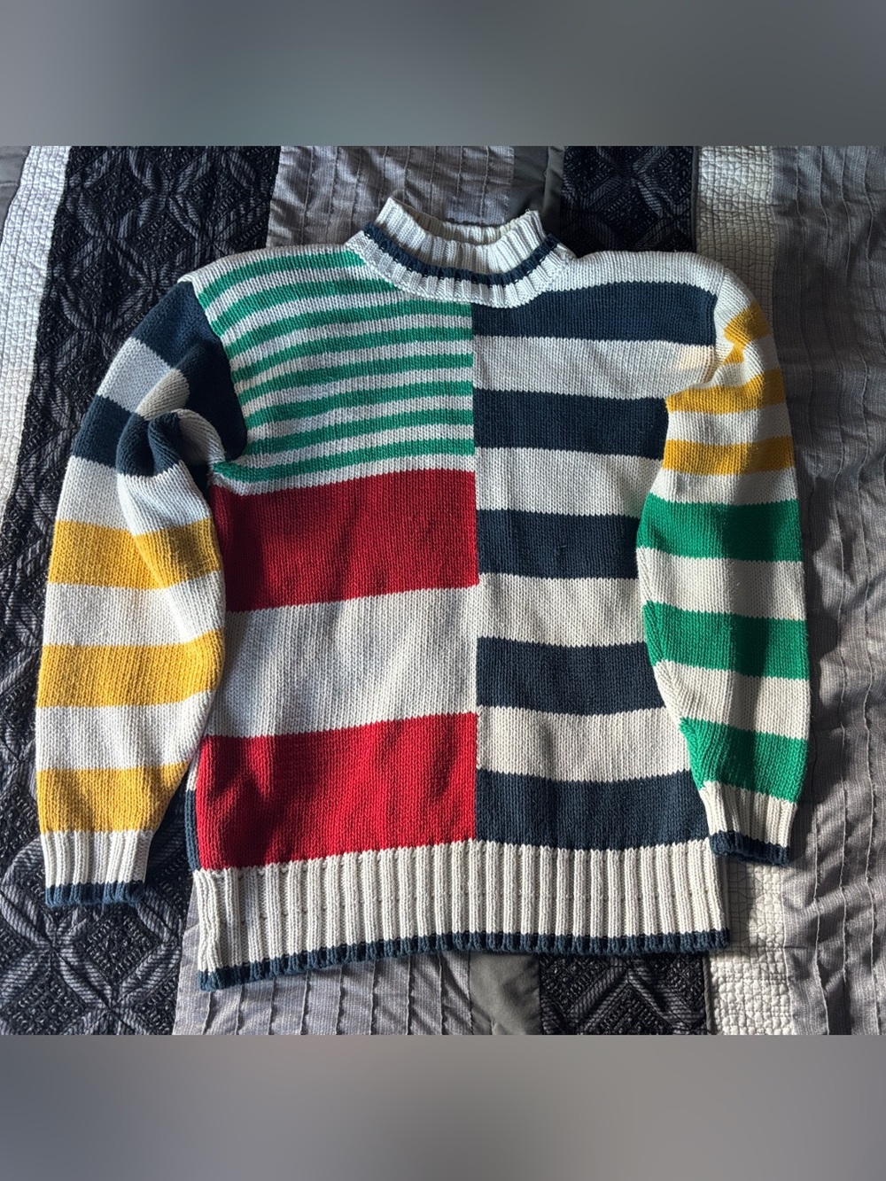 80s Liz Claiborne Colorblock Crewneck Sweater - Navy, Red, Green, Yellow, White